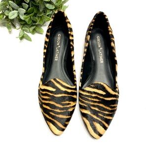 Gibson Latimer Ellie Salisbury Hair Calf Animal Print Ballet Flats NWOT or box